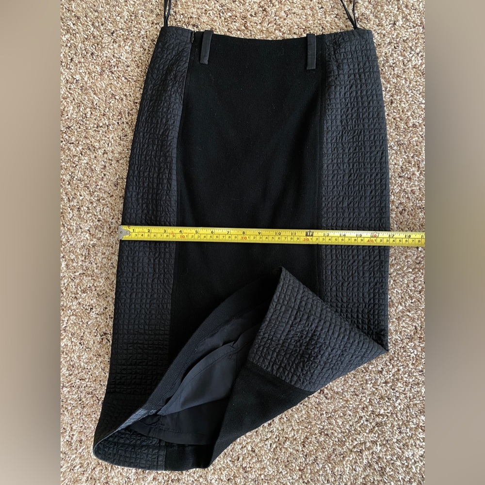Bellvilles Black pencil Skirt 100% wool quilted side panels Lined size S - Picture 6 of 6